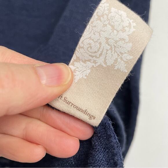 Soft Surroundings Blue Knit Quarter Zip Pullover Sweater Womens M Preppy Fall - Picture 7 of 8